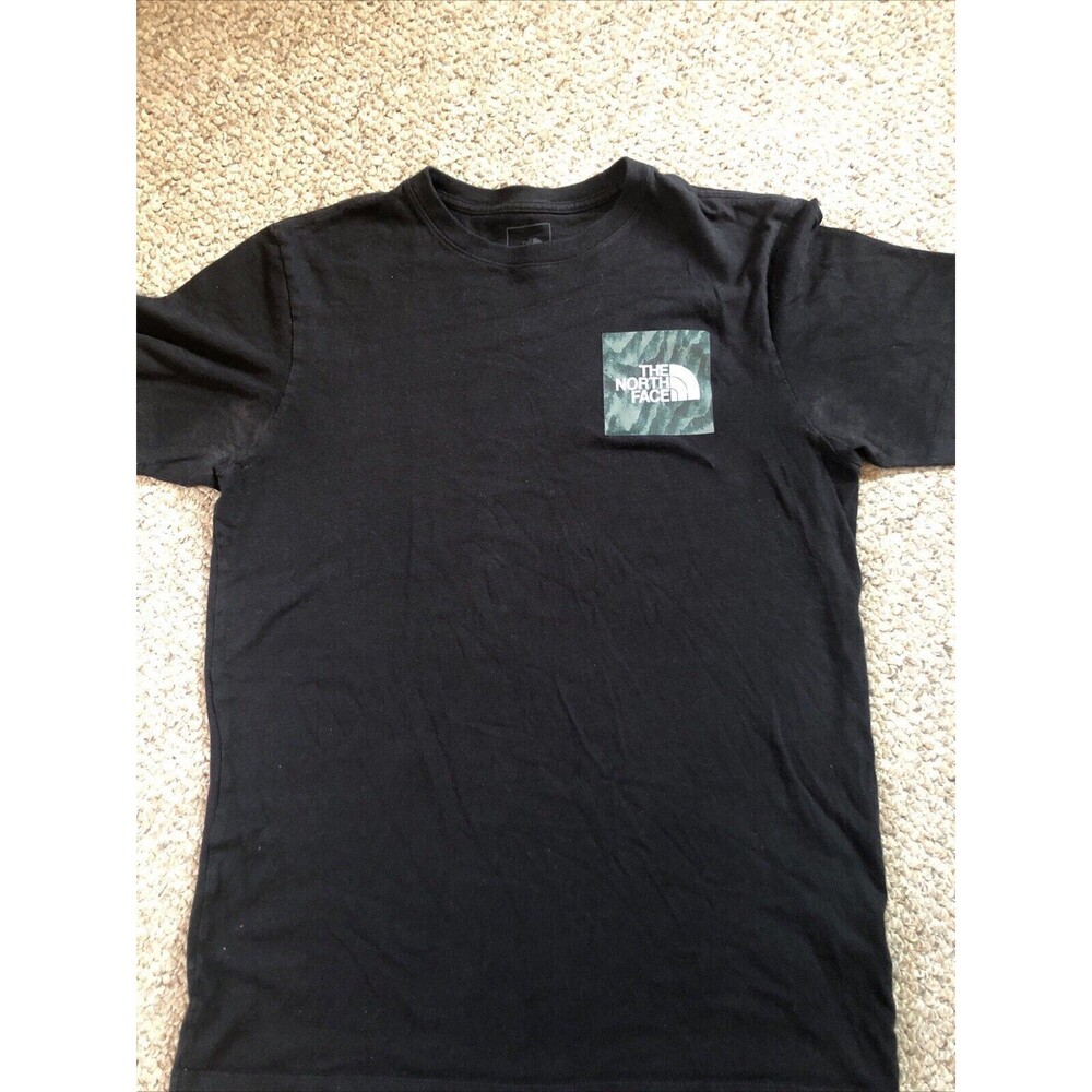 The North Face Medium Black T Shirt‎ Short Sleeve Rare Camo Square Logo